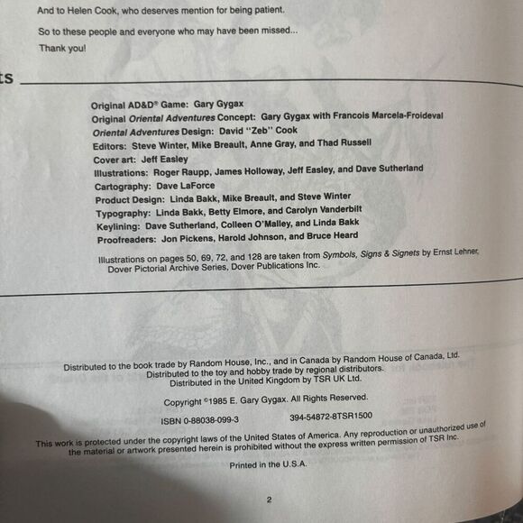 TSR ORIENTAL ADVENTURES 1985 1st print 1st Edition Dungeons & Dragons - Picture 4 of 11